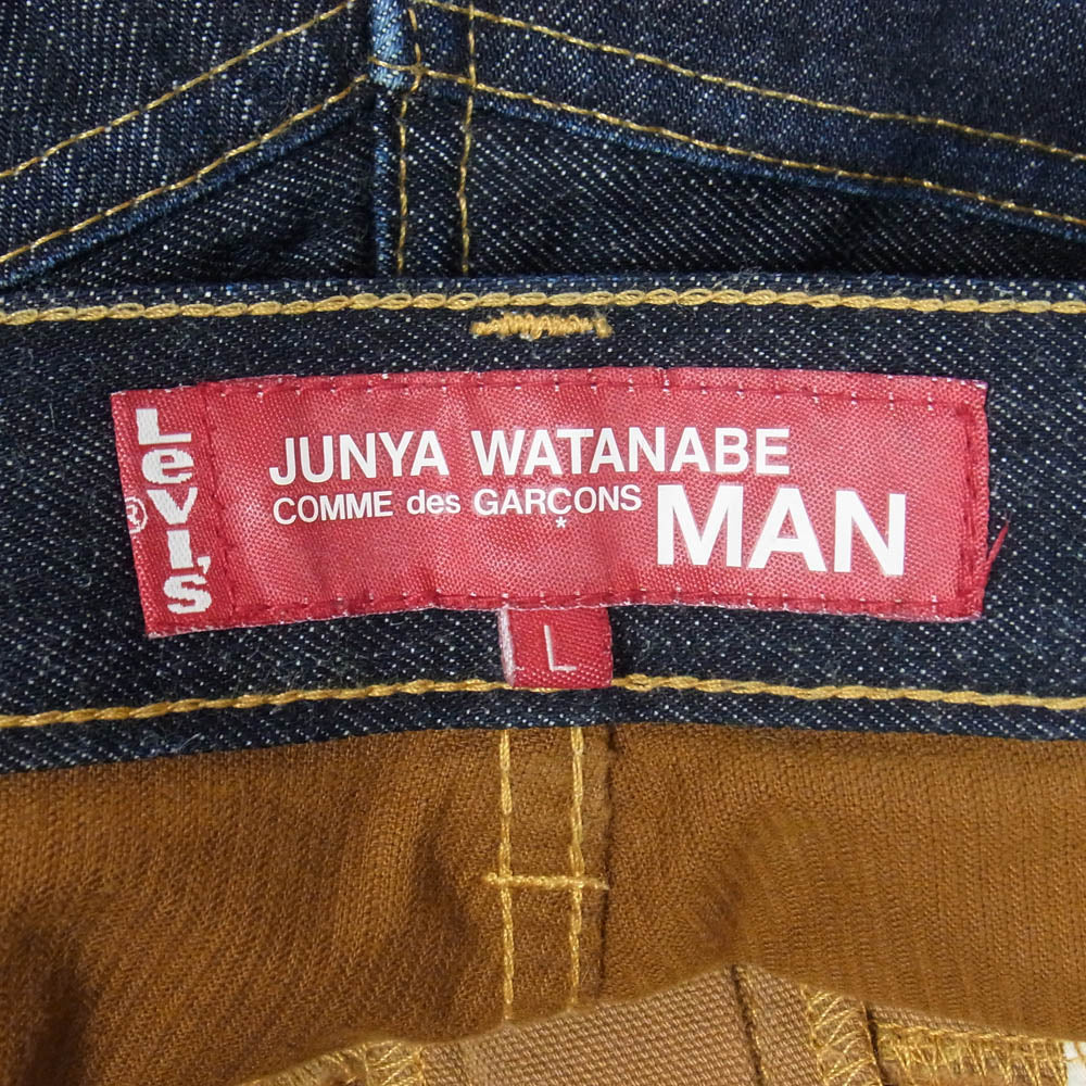 JUNYA WATANABE COMME des GARCONS MAN ジュンヤワタナベコムデギャルソンマン Levi's リーバイス WD-P201 × Levi's リーバイス AD2009 503 コーデュロイ レザー 切替 再構築 デニム ワーク パンツ ブラウン系 L【中古】