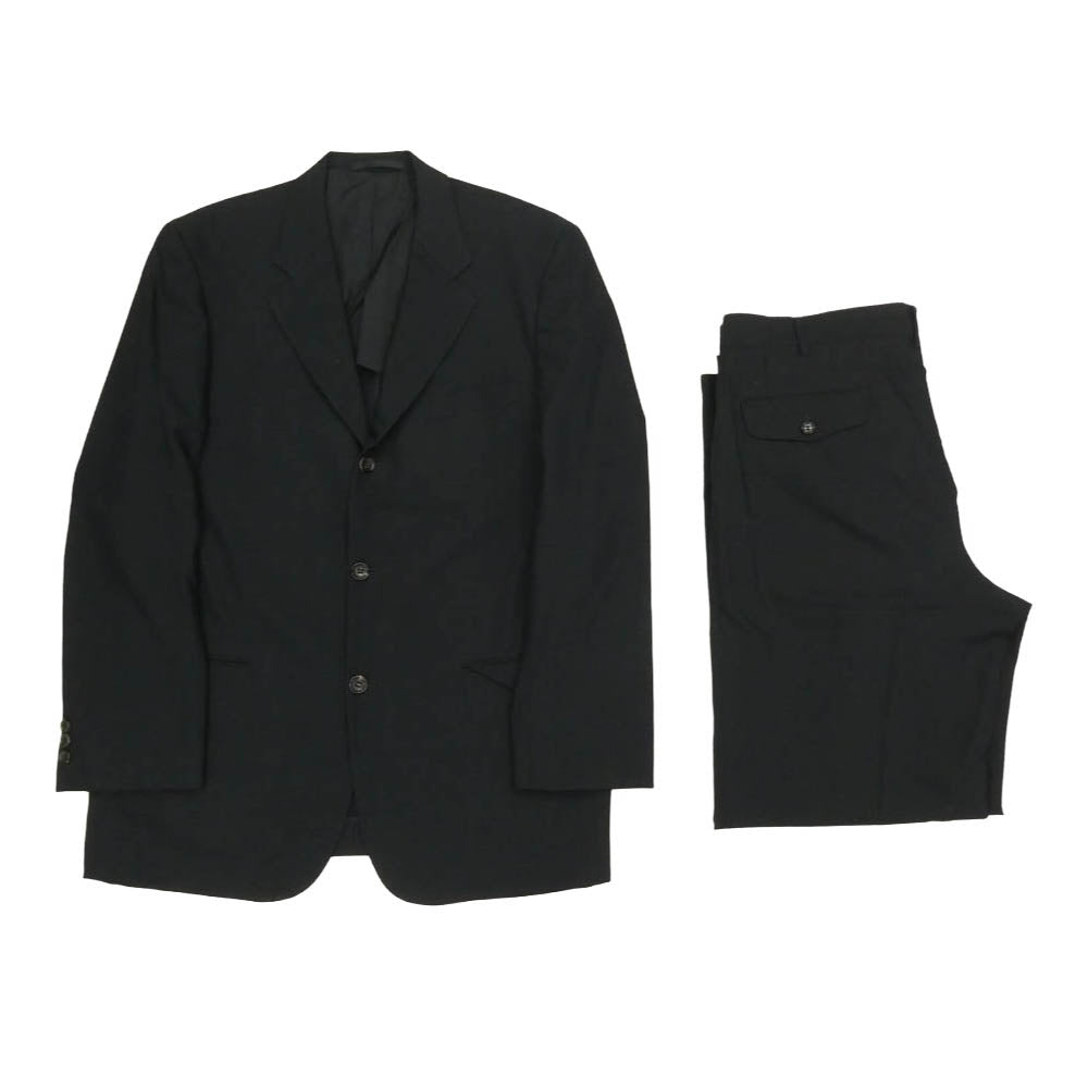 COMME des GARCONS HOMME コムデギャルソンオム HJ02012L/HP02010L AD2001 田中オム ウール トリアセテート テーラード ジャケット スラックス パンツ セットアップ スーツ ブラック系 L【中古】
