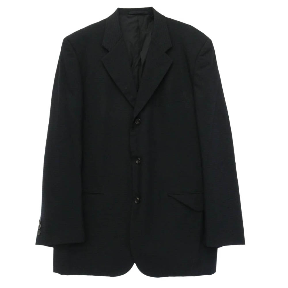 COMME des GARCONS HOMME コムデギャルソンオム HJ02012L/HP02010L AD2001 田中オム ウール トリアセテート テーラード ジャケット スラックス パンツ セットアップ スーツ ブラック系 L【中古】