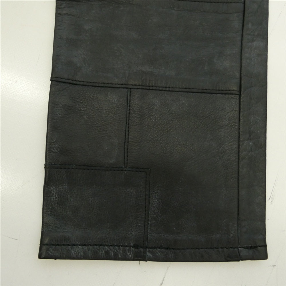 JUNYA WATANABE COMME des GARCONS MAN ジュンヤワタナベコムデギャルソンマン 04AW WN-P045 再構築 パッチ ワーク カウレザー パンツ ブラック系 L【中古】