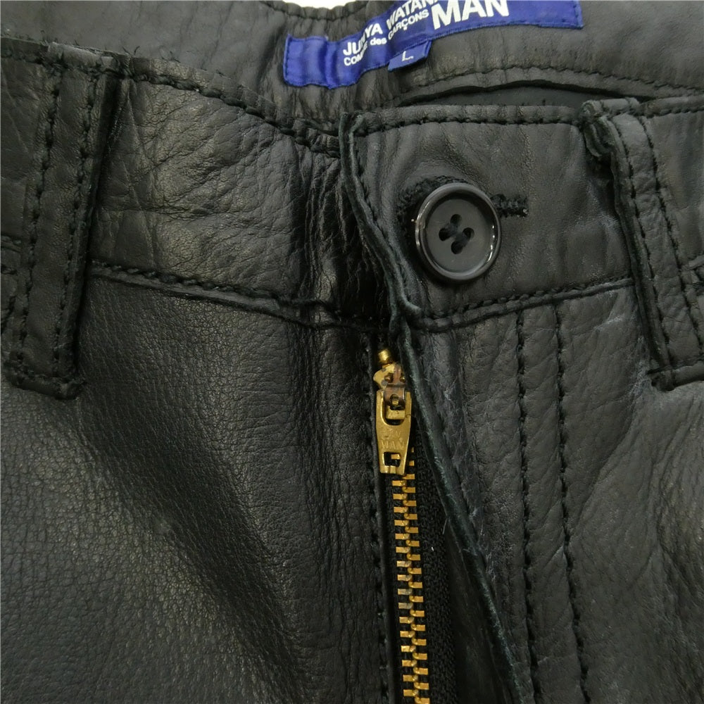 JUNYA WATANABE COMME des GARCONS MAN ジュンヤワタナベコムデギャルソンマン 04AW WN-P045 再構築 パッチ ワーク カウレザー パンツ ブラック系 L【中古】