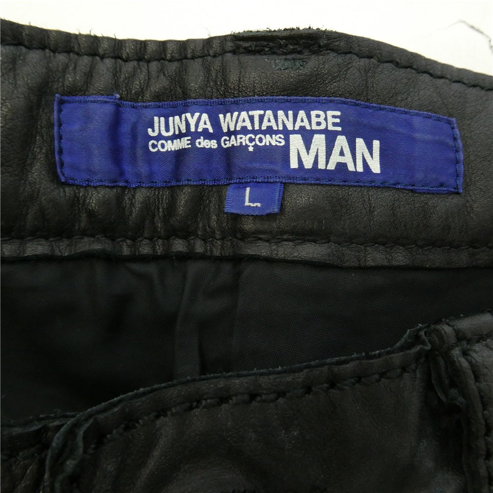 JUNYA WATANABE COMME des GARCONS MAN ジュンヤワタナベコムデギャルソンマン 04AW WN-P045 再構築 パッチ ワーク カウレザー パンツ ブラック系 L【中古】