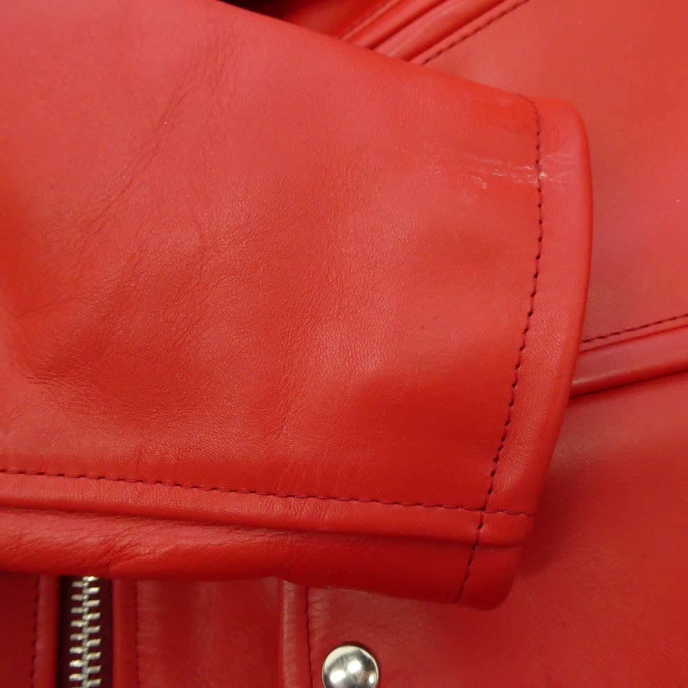 COMME des GARCONS HOMME HOMME コムデギャルソンオムオム 01AW IC-J070 オムオム フレイムペイント レザー ダブルライダース ジャケット レッド系【中古】