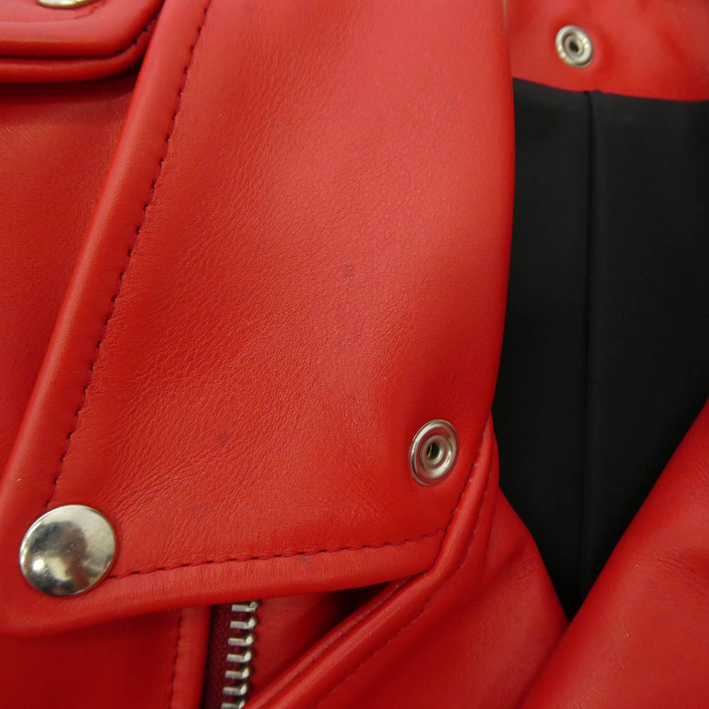 COMME des GARCONS HOMME HOMME コムデギャルソンオムオム 01AW IC-J070 オムオム フレイムペイント レザー ダブルライダース ジャケット レッド系【中古】
