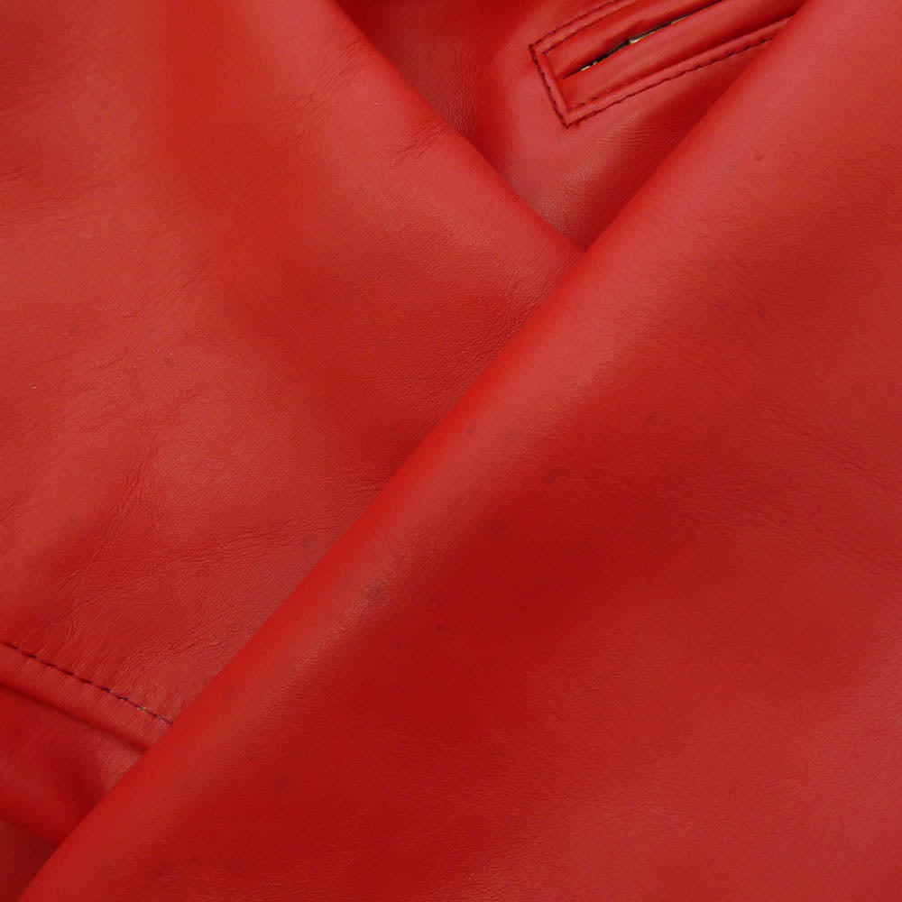 COMME des GARCONS HOMME HOMME コムデギャルソンオムオム 01AW IC-J070 オムオム フレイムペイント レザー ダブルライダース ジャケット レッド系【中古】