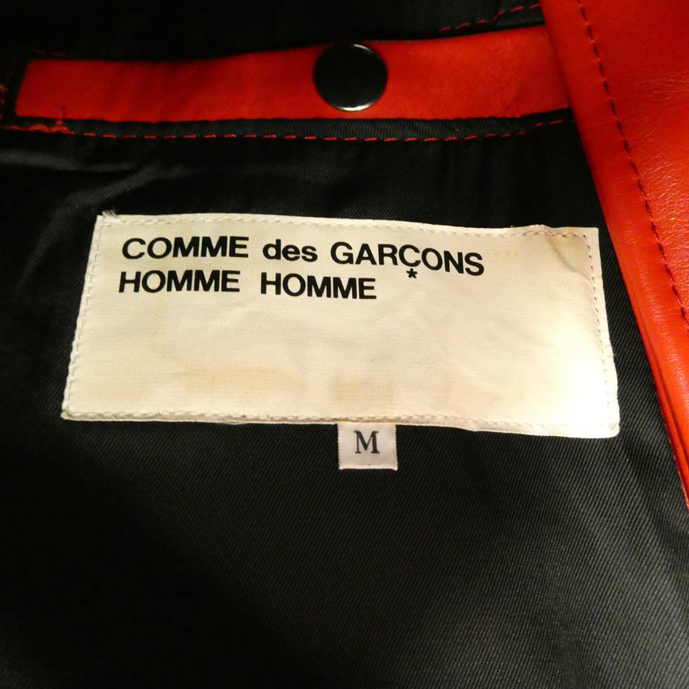 COMME des GARCONS HOMME HOMME コムデギャルソンオムオム 01AW IC-J070 オムオム フレイムペイント レザー ダブルライダース ジャケット レッド系【中古】