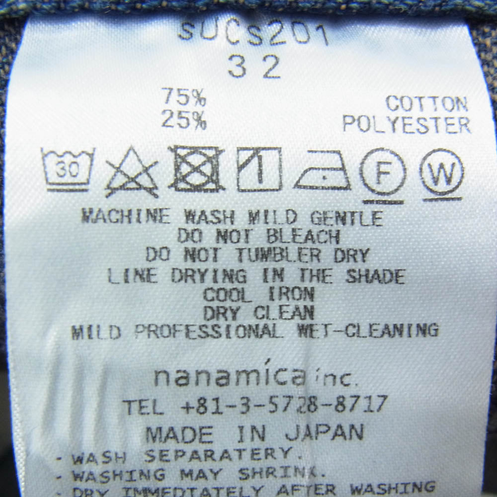 nanamica ナナミカ SUCS201 5 Pockets Denim Straight Pants 5ポケット デニム ストレート パンツ インディゴブルー系 32【中古】