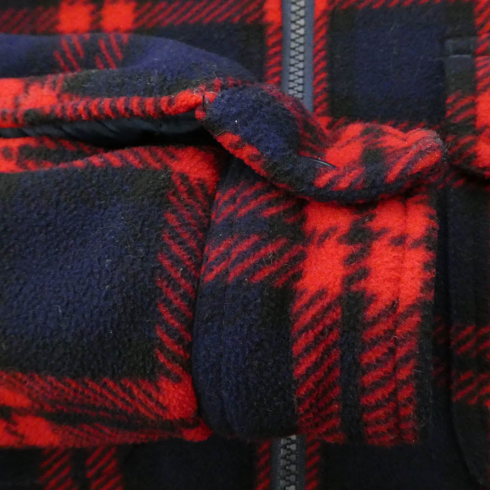 Supreme シュプリーム 18AW Hooded Plaid Work Shirt フーデッド プレイド ワーク シャツ フリース キルティング チェック フード ジップ ジャケット レッド系 ネイビー系 M【中古】