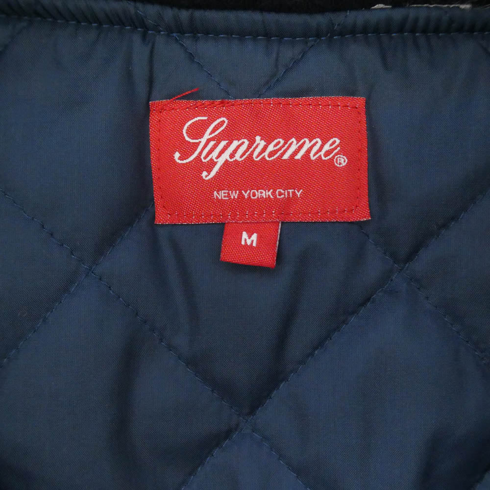 Supreme シュプリーム 18AW Hooded Plaid Work Shirt フーデッド プレイド ワーク シャツ フリース キルティング チェック フード ジップ ジャケット レッド系 ネイビー系 M【中古】