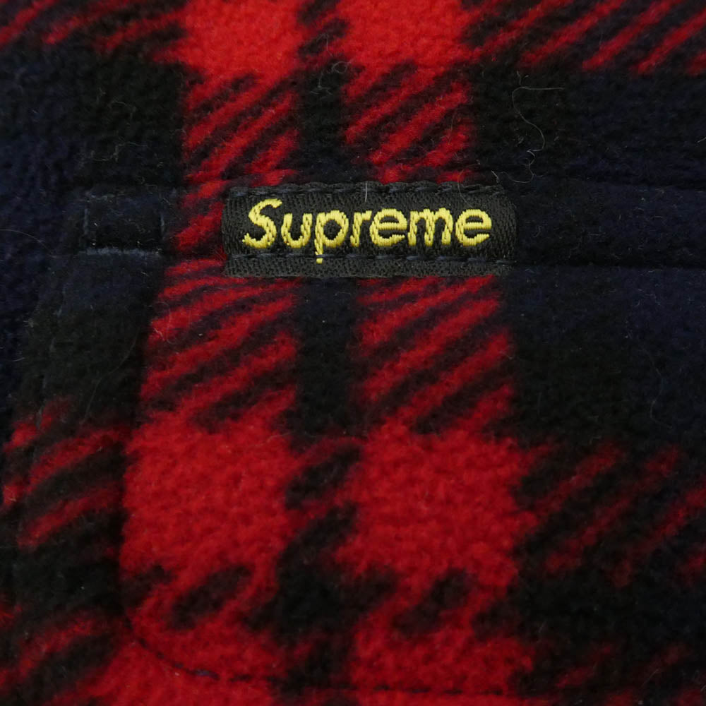 Supreme シュプリーム 18AW Hooded Plaid Work Shirt フーデッド プレイド ワーク シャツ フリース キルティング チェック フード ジップ ジャケット レッド系 ネイビー系 M【中古】