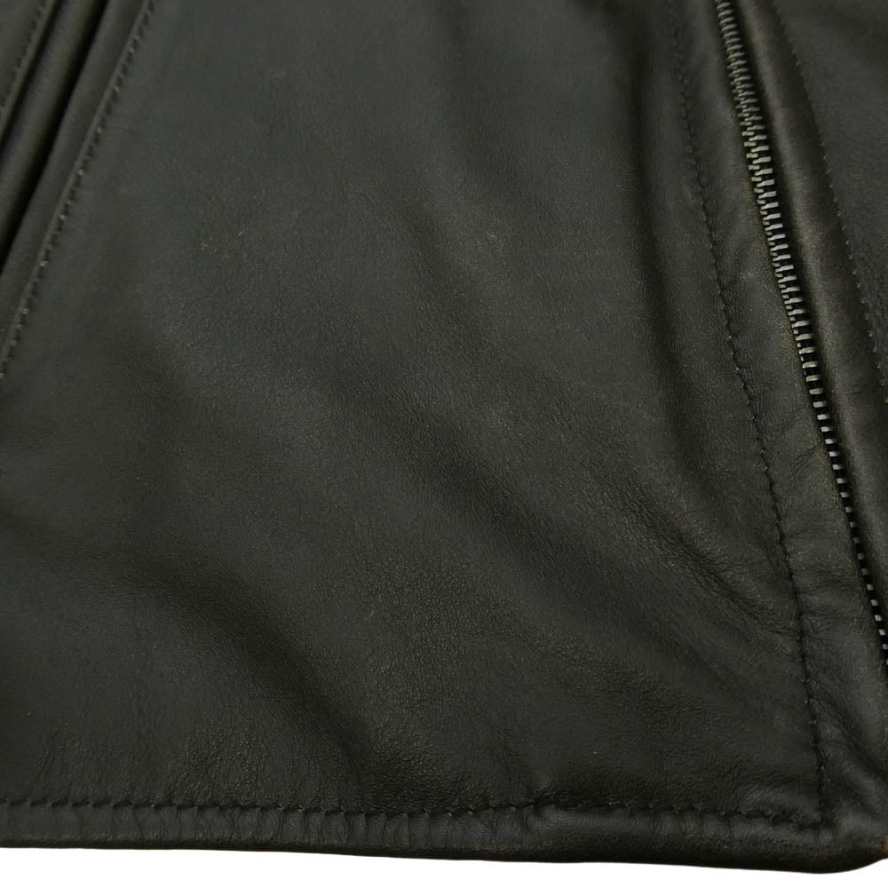 Supreme シュプリーム 25AW × Schott Leather Racer Jacket ショット エンボス ロゴ カウ レザー レーサー ジャケット 襟付 シングルライダース ジャケット 牛革 M ブラック系 M【中古】