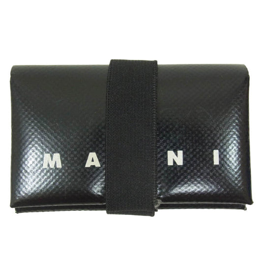 MARNI マルニ PFMI0007U2 折り紙 オリガミデザイン 三つ折り財布 ブラック系【中古】