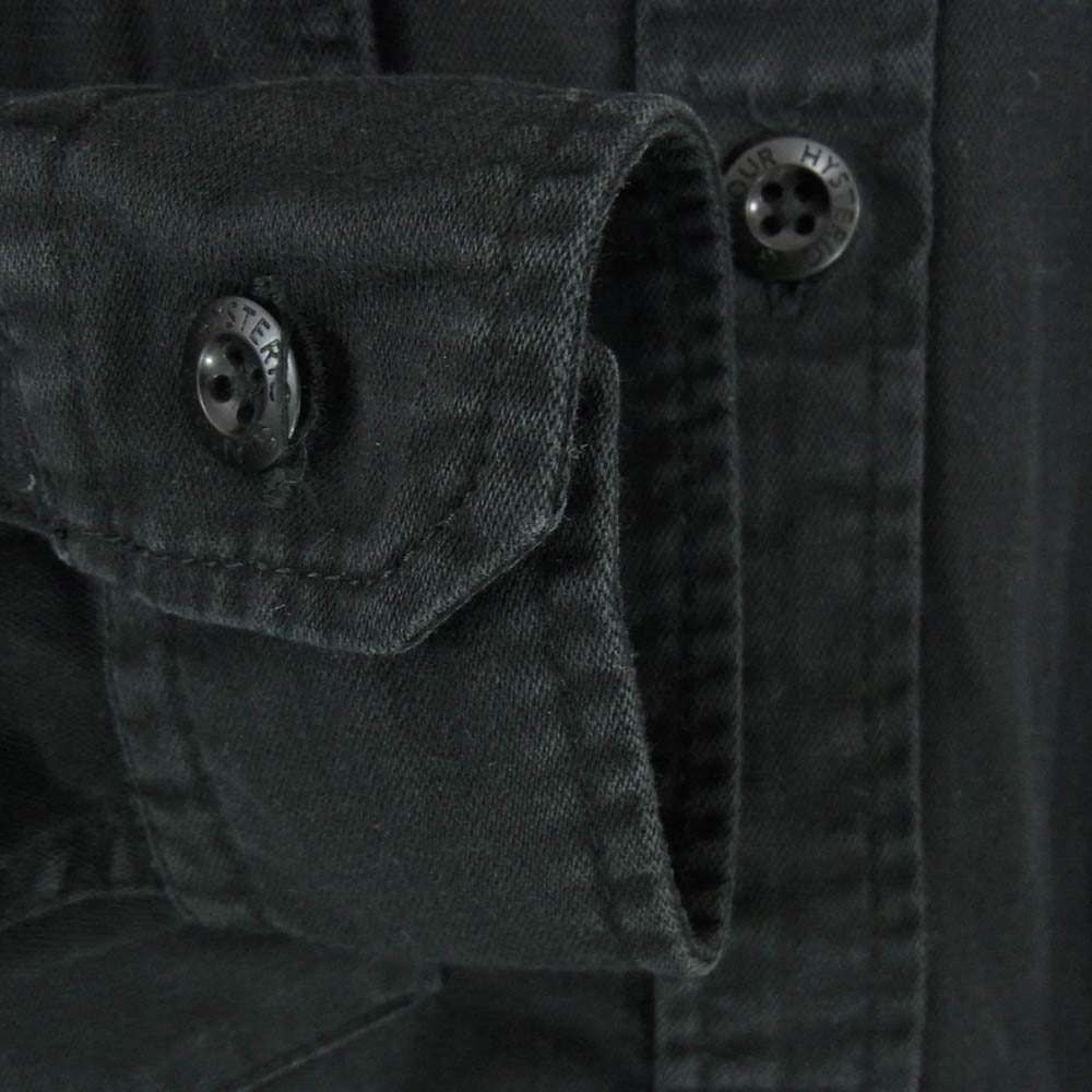 HYSTERIC GLAMOUR ヒステリックグラマー 0213AH08 ガールワッペン付き 長袖 ミリタリーシャツ ブラック系 L【中古】