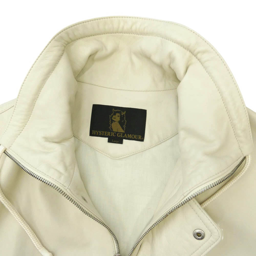 HYSTERIC GLAMOUR ヒステリックグラマー 20SS 02201LB01 ラムレザーオーバーサイズブルゾン ハイネック レザージャケット オフホワイト系 L【中古】