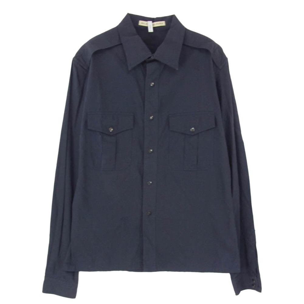 BALENCIAGA バレンシアガ 124756 TG115 国内正規品バーニーズタグ オールド スナップボタン 長袖 サファリシャツ ネイビー系 M【中古】