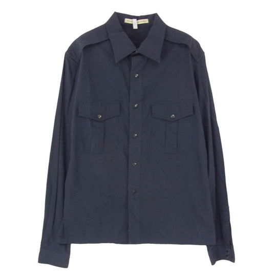 BALENCIAGA バレンシアガ 124756 TG115 国内正規品バーニーズタグ オールド スナップボタン 長袖 サファリシャツ ネイビー系 M【中古】