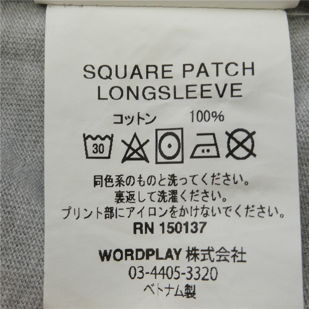 PALACE パレス SQUARE PATCH LONG SLEEVE スクエア パッチ ロングスリーブ Tシャツ 長袖カットソー グレー系 M【中古】