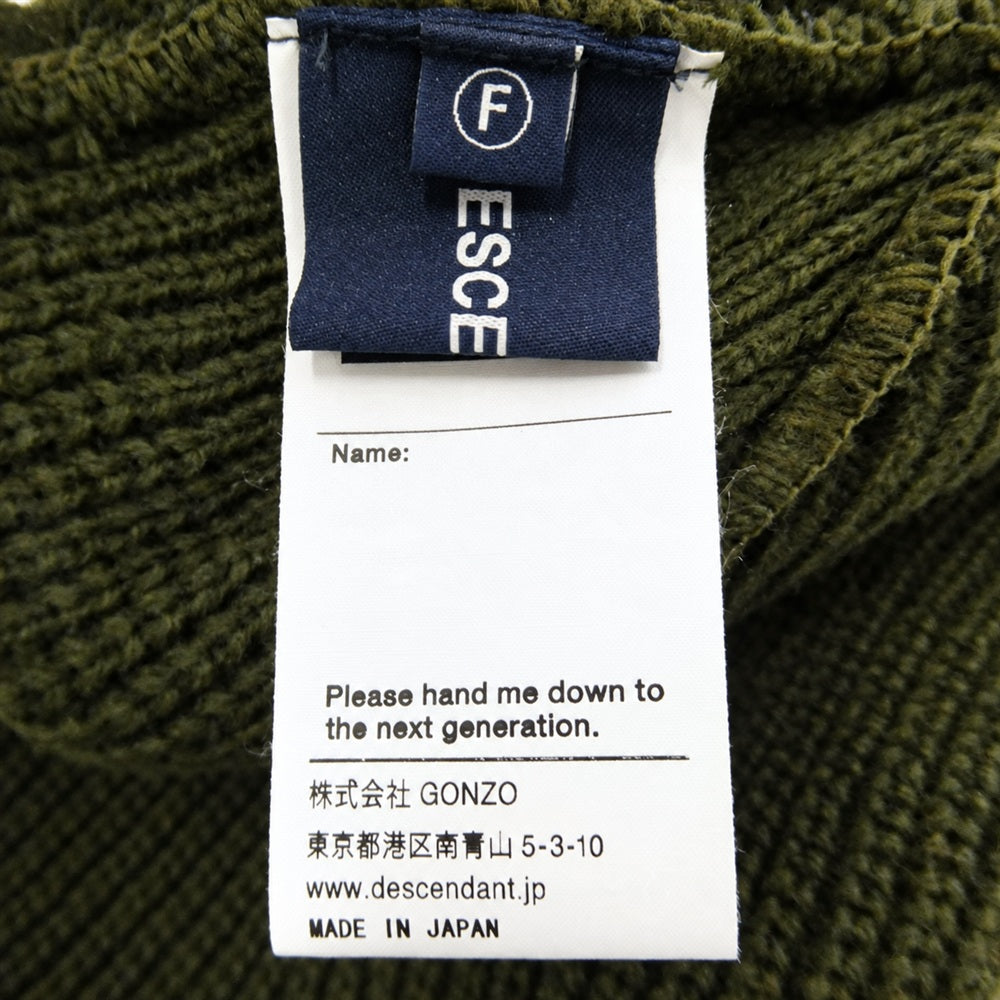 DESCENDANT ディセンダント 24AW 242MADS-HT02 DAWN BEANIE ビーニー ニット帽 ニットキャップ グリーン モスグリーン系【美品】【中古】