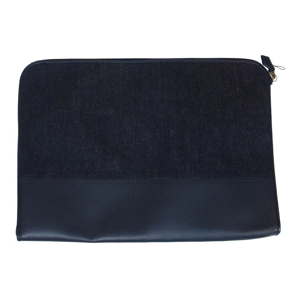 シセイ デニム × レザー クラッチ バッグ インディゴブルー系【美品】【中古】