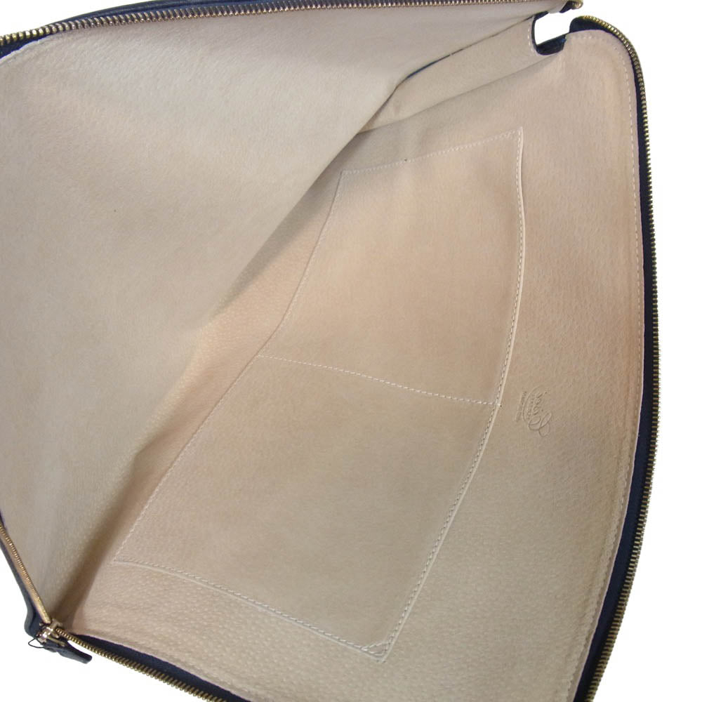 シセイ デニム × レザー クラッチ バッグ インディゴブルー系【美品】【中古】