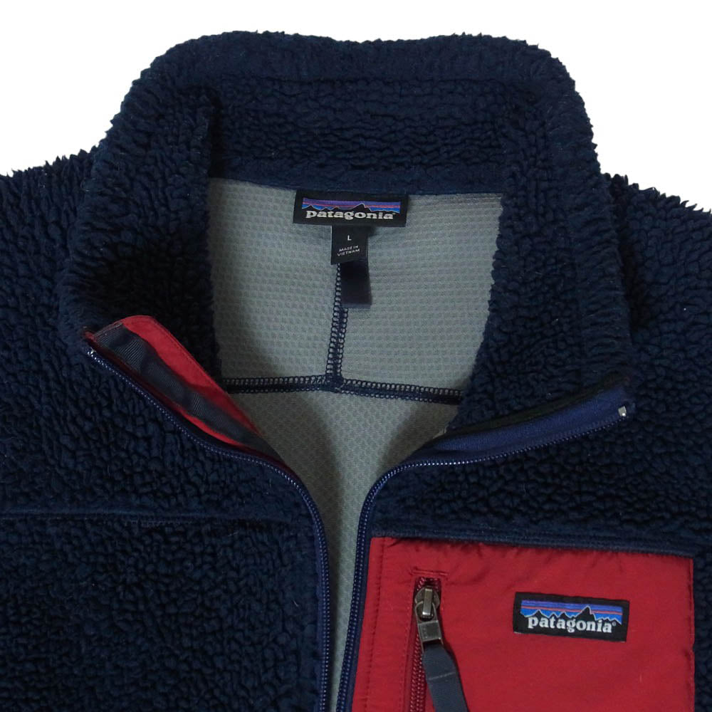 patagonia パタゴニア 17AW 23048 17年生製 Classic Retoro-X Vest クラシック レトロX フリース ベスト ネイビー系 レッド系 L【中古】