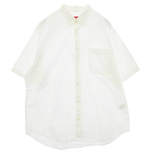 Supreme シュプリーム 25SS Loose Fit Oxford S/S Shirt ロゴ刺繍 ルーズフィット オックスフォード ボタンダウン 半袖 シャツ ホワイト系 M【中古】