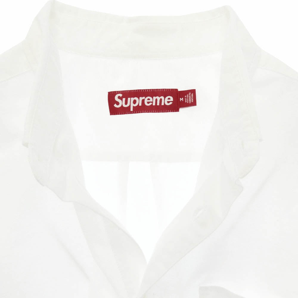 Supreme シュプリーム 25SS Loose Fit Oxford S/S Shirt ロゴ刺繍 ルーズフィット オックスフォード ボタンダウン 半袖 シャツ ホワイト系 M【中古】
