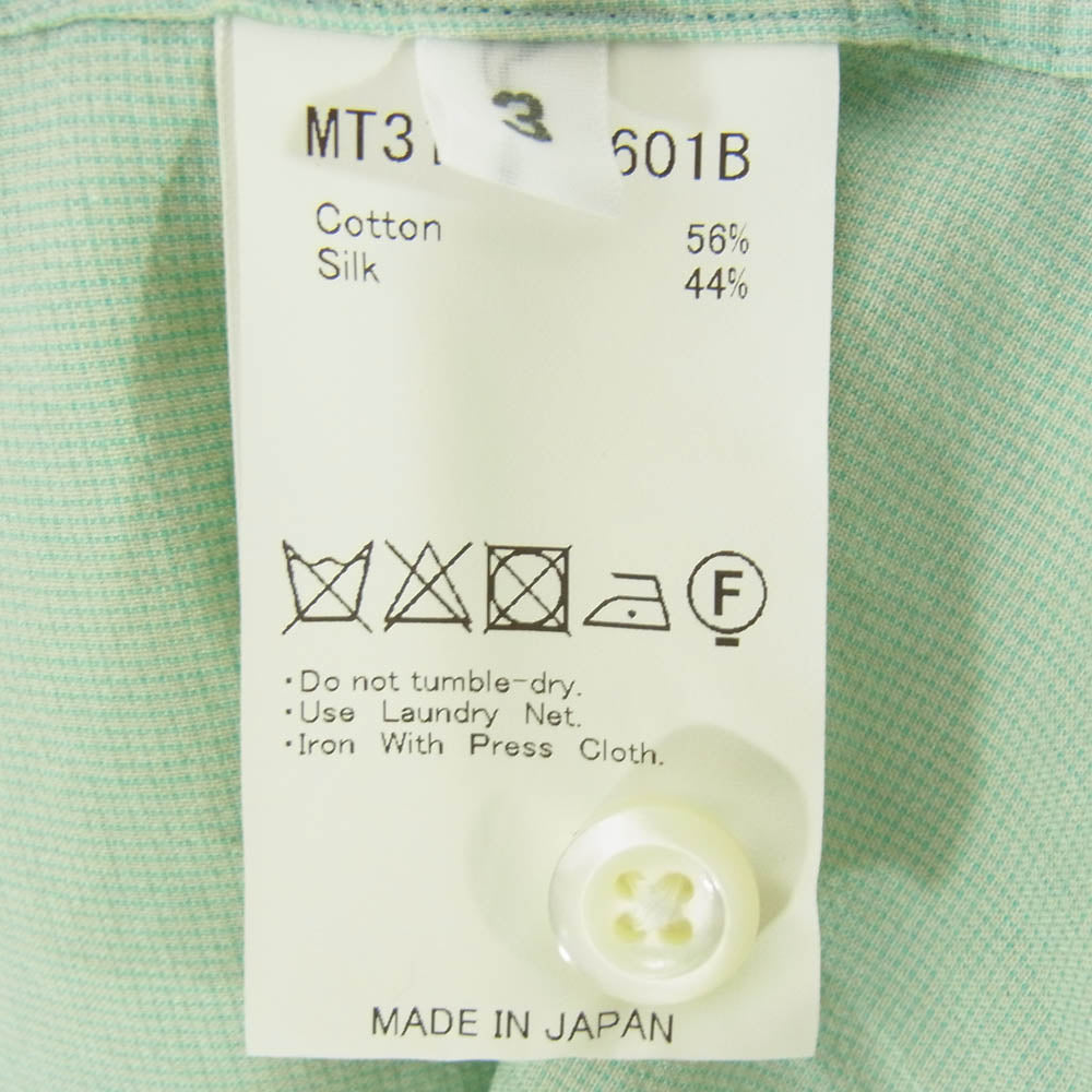 マーティーアンドサンズ MT3103-0601B ELIZABETH REGULAR COLLAR SHIRTS シルク混 エリザベス レギュラー カラー シャツ グリーン系 3【中古】