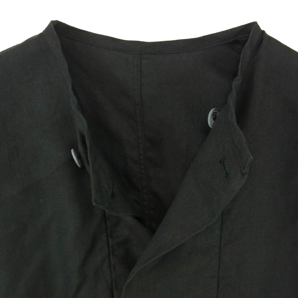 ミッタン 25SS JK-68 さざ波 リネン ワイド ノーカラー ジャケット ブラック系 3【中古】