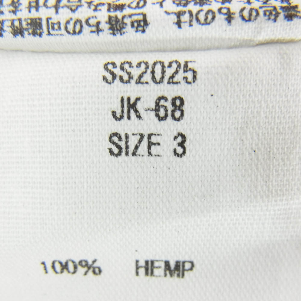 ミッタン 25SS JK-68 さざ波 リネン ワイド ノーカラー ジャケット ブラック系 3【中古】