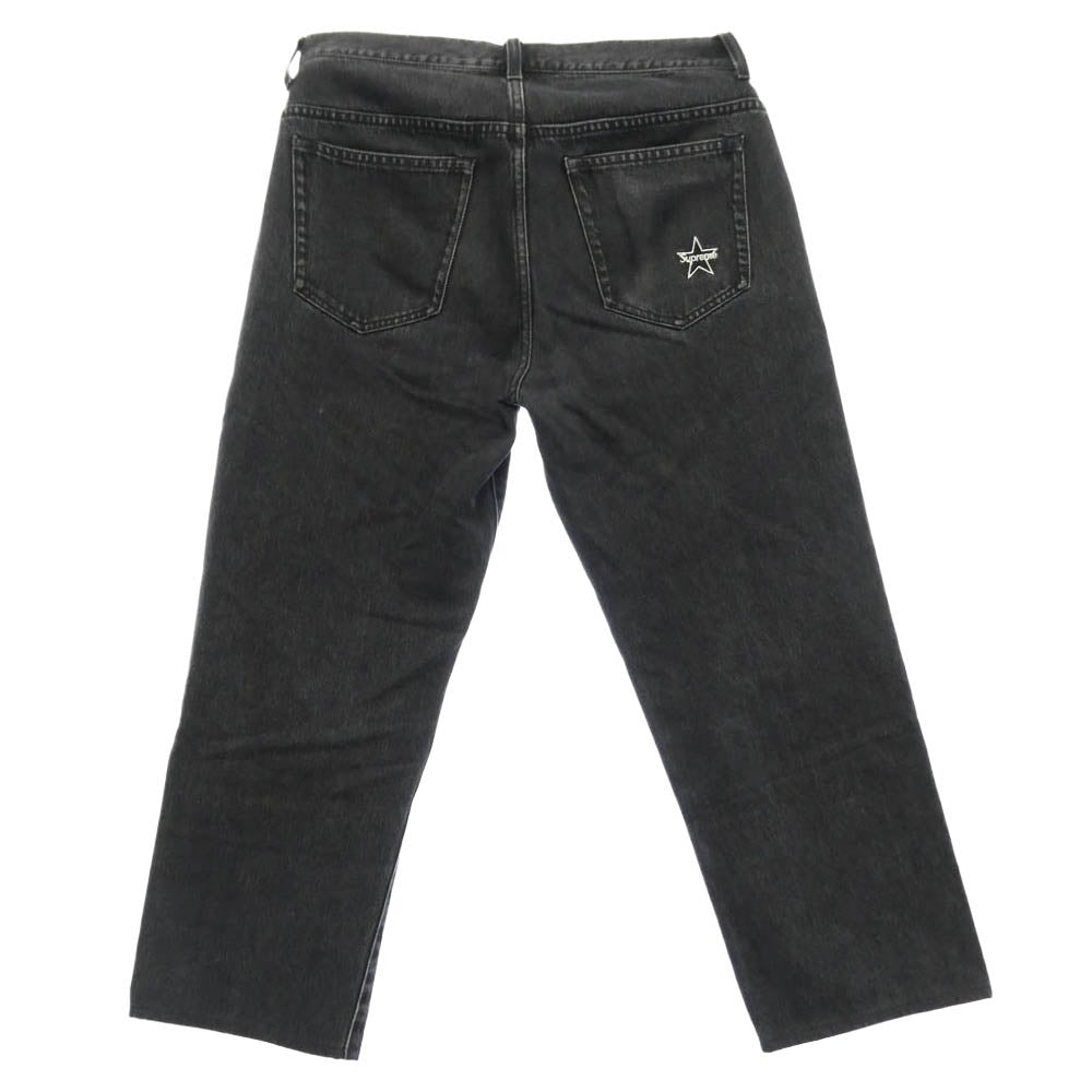 Supreme シュプリーム 24SS Regular Jean レギュラー ジーンズ バックポケット スター 刺繍 ブラック デニム パンツ W30 ブラック系 30【中古】