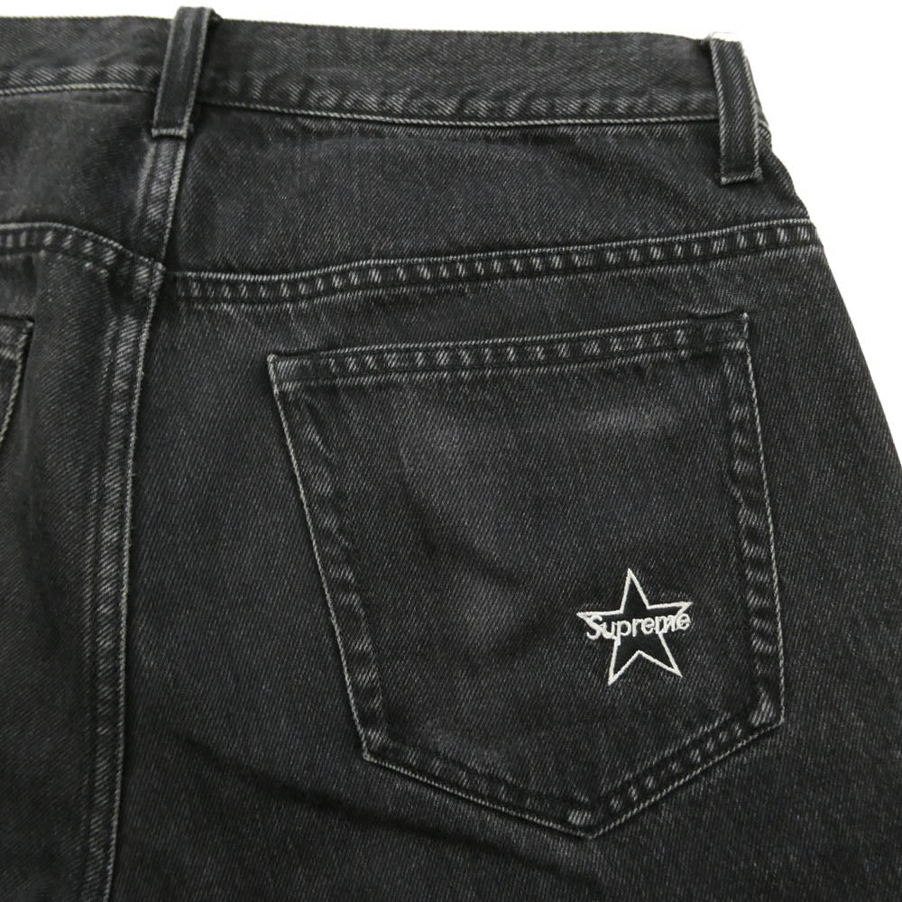 Supreme シュプリーム 24SS Regular Jean レギュラー ジーンズ バックポケット スター 刺繍 ブラック デニム パンツ W30 ブラック系 30【中古】
