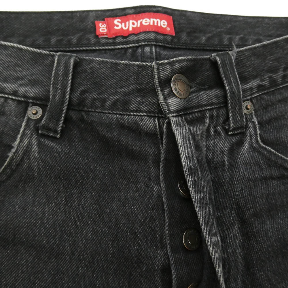 Supreme シュプリーム 24SS Regular Jean レギュラー ジーンズ バックポケット スター 刺繍 ブラック デニム パンツ W30 ブラック系 30【中古】