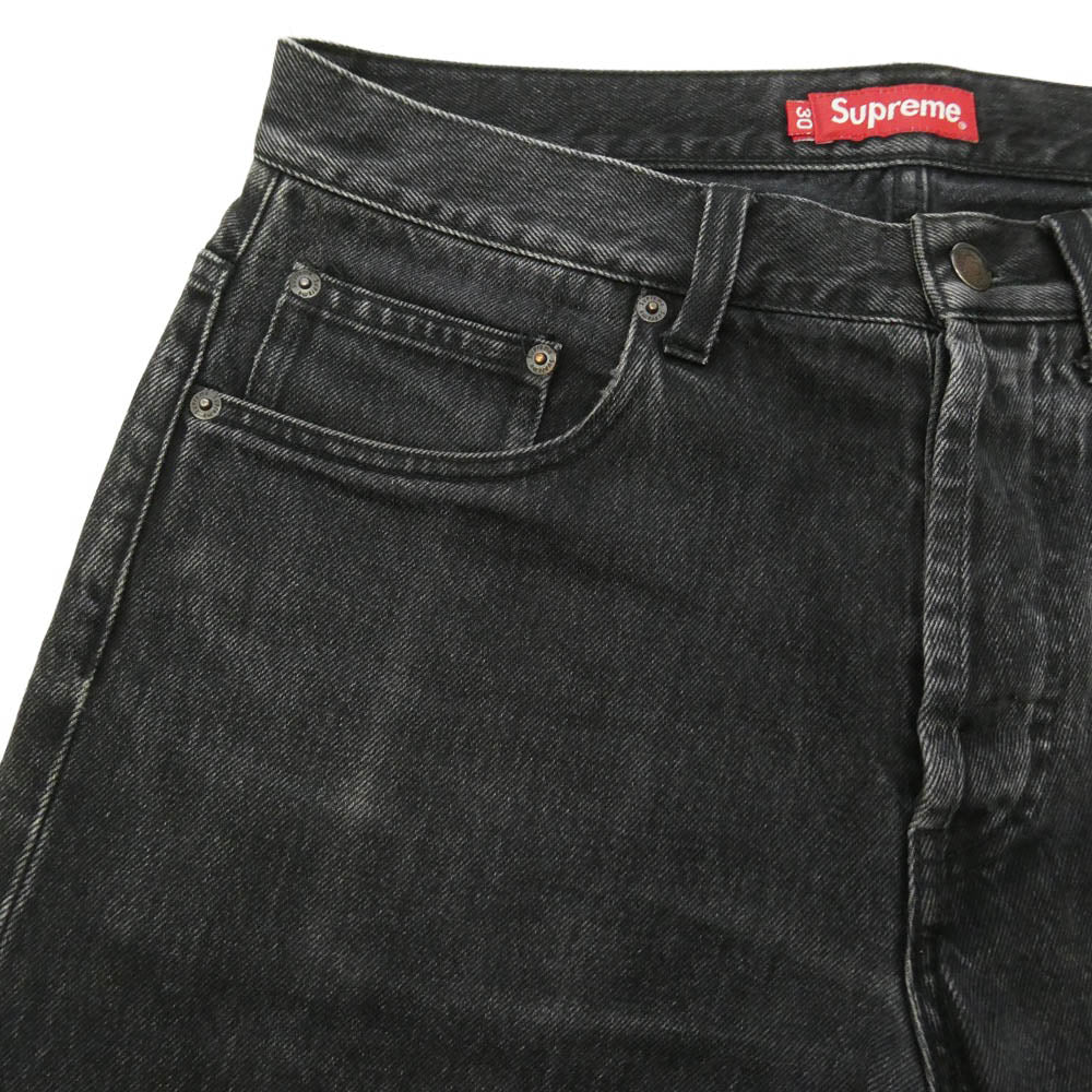 Supreme シュプリーム 24SS Regular Jean レギュラー ジーンズ バックポケット スター 刺繍 ブラック デニム パンツ W30 ブラック系 30【中古】