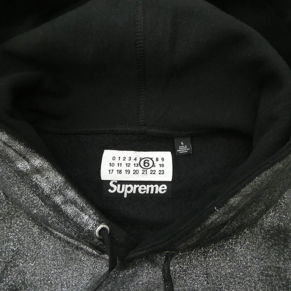 Supreme シュプリーム MAISON MARGIELA メゾンマルジェラ 24SS x MM6 Maison Margiela Foil Box Logo Hooded Sweatshirt エムエムシックス メゾンマルジェラ ボックスロゴ パーカー L ブラック系 L【美品】【中古】