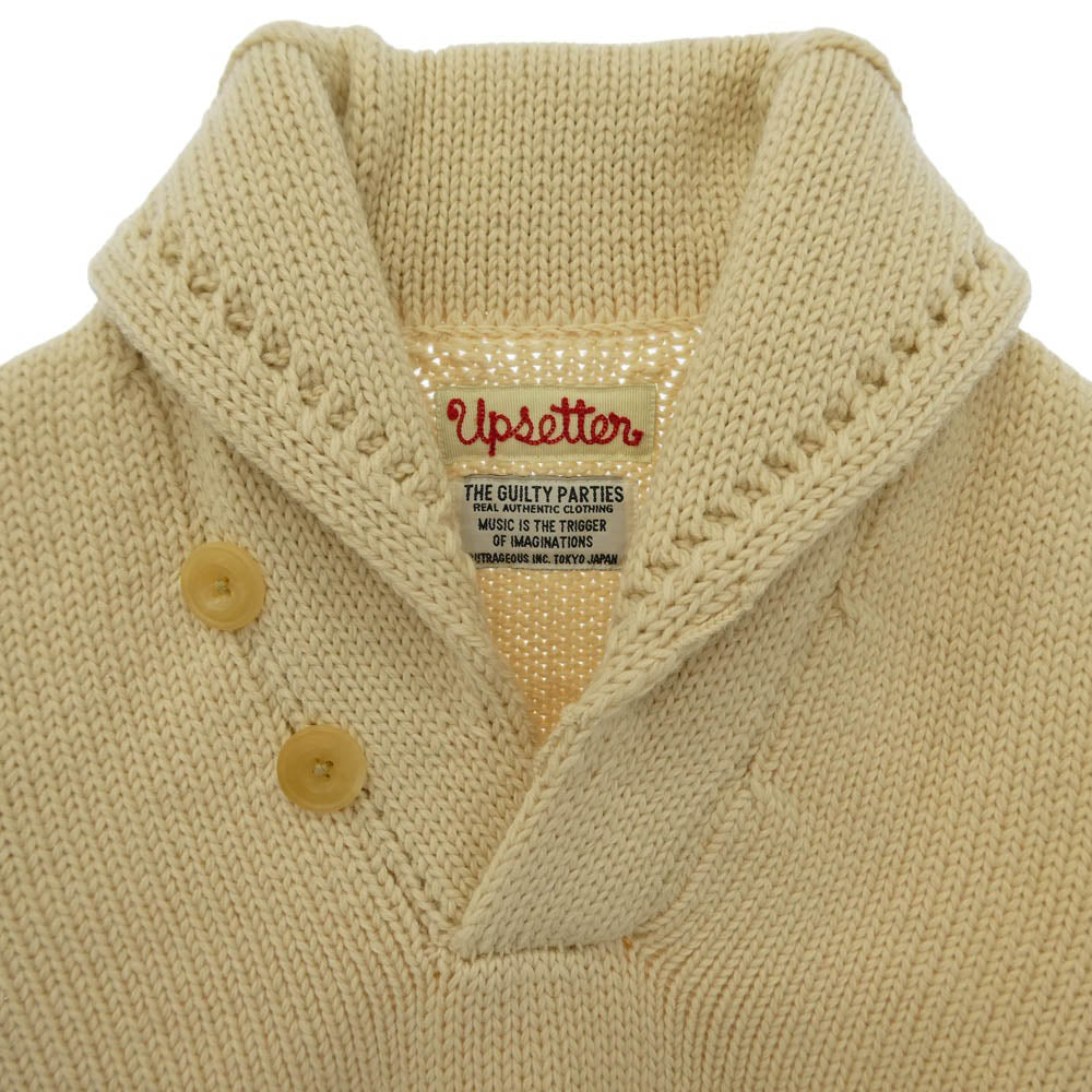 WACKO MARIA ワコマリア 13AW-KNT-23 ショールカラー ハーフボタン プルオーバー ニット オフホワイト系 S【中古】