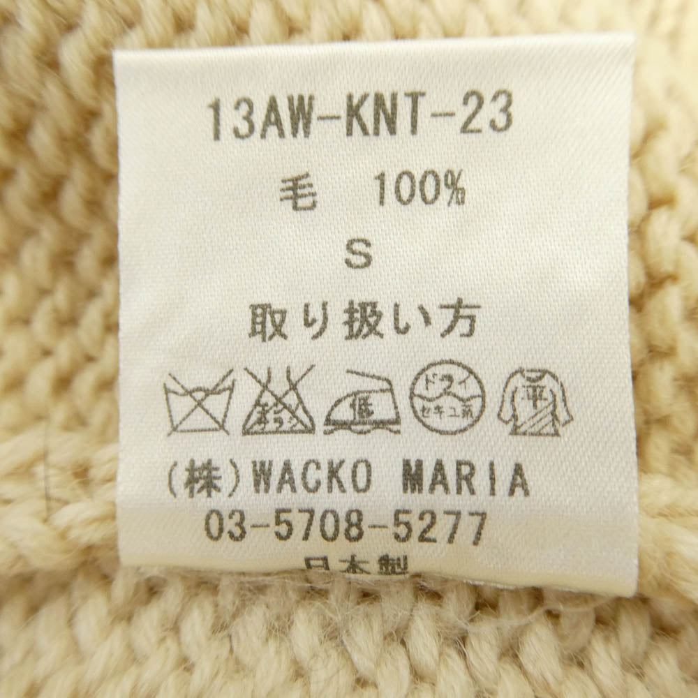 WACKO MARIA ワコマリア 13AW-KNT-23 ショールカラー ハーフボタン プルオーバー ニット オフホワイト系 S【中古】