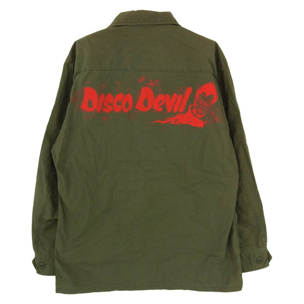 WACKO MARIA ワコマリア FATIGUE JACKET バックプリント DISCO DEVIL ロゴプリント ファティーグ ミリタリー ジャケット カーキ系 S【中古】