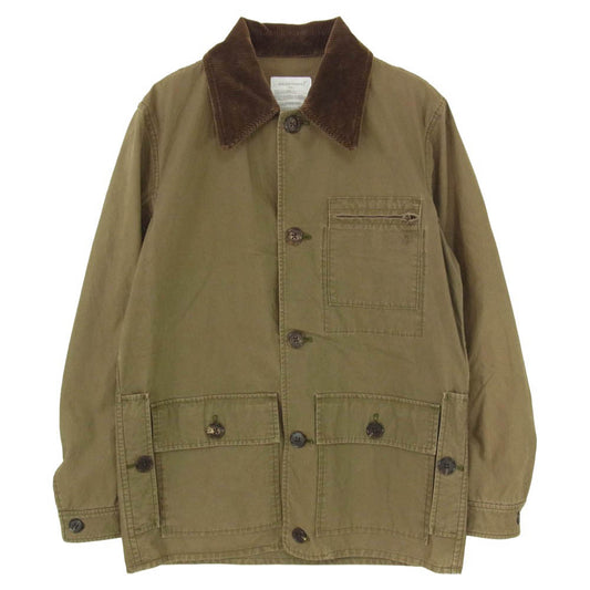 WACKO MARIA ワコマリア バックプリント 襟コーデュロイ ワークジャケット カーキ系 S【中古】