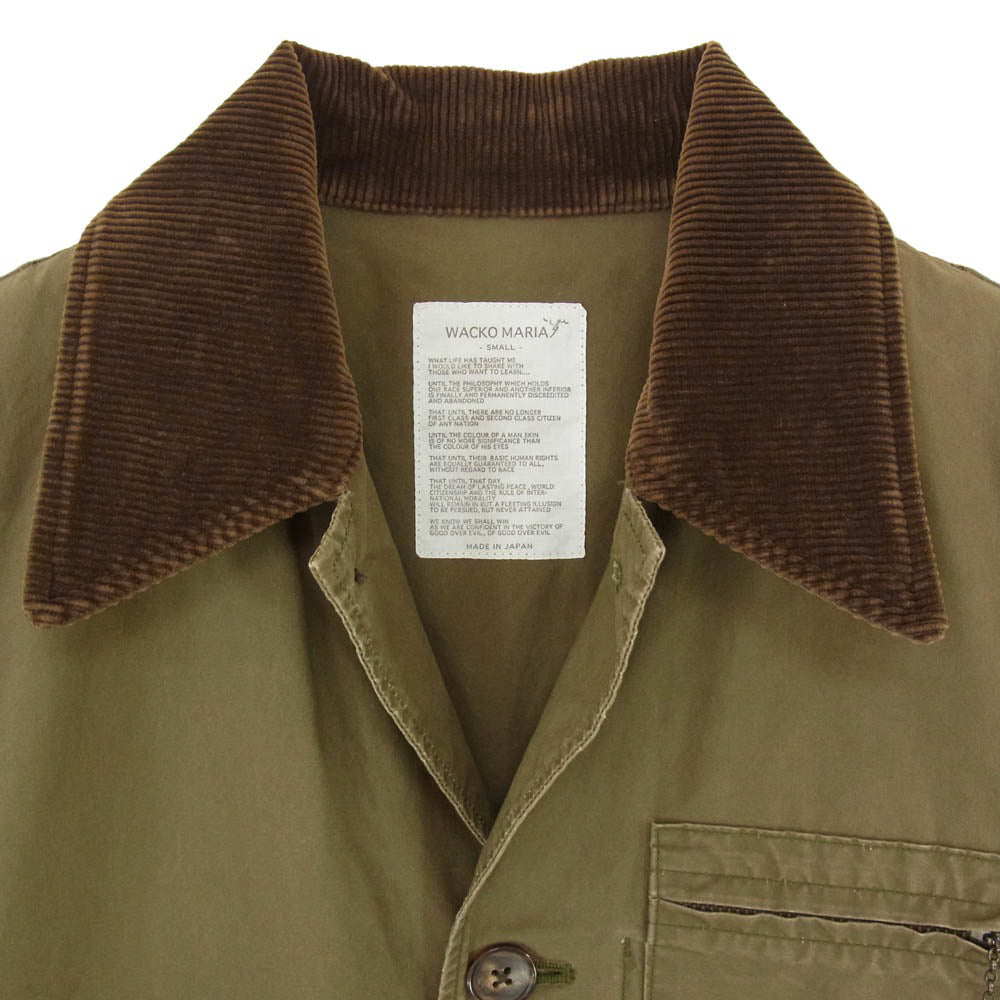 WACKO MARIA ワコマリア バックプリント 襟コーデュロイ ワークジャケット カーキ系 S【中古】