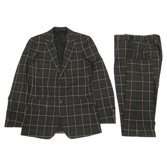 WACKO MARIA ワコマリア 20SS DORMEUIL社製 ドーメル社製 チェック スーツ セットアップ ピンク系 上下：S【極上美品】【中古】