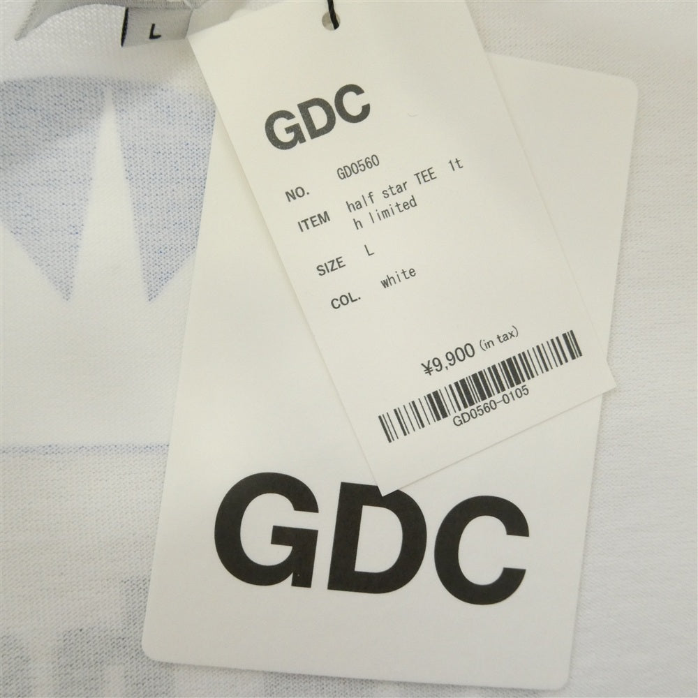 GDC ジーディーシー GD0560 half star TEE 1th limited ハーフスター プリント 半袖 Tシャツ ホワイト系 L【極上美品】【中古】