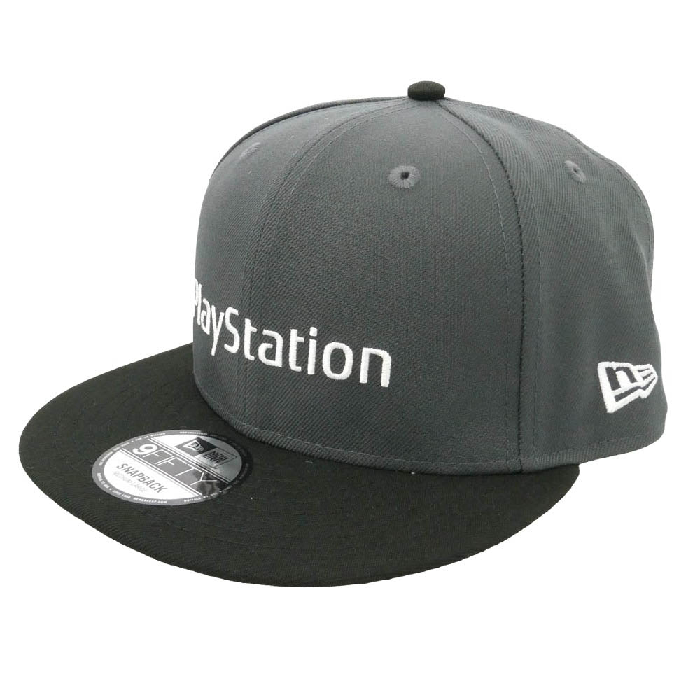 NEW ERA ニューエラ × PLAY STATION プレイステーション 9FIFTY ファミリーマーク ダークグラファイト/ブラック キャップ 帽子 グレー系【美品】【中古】