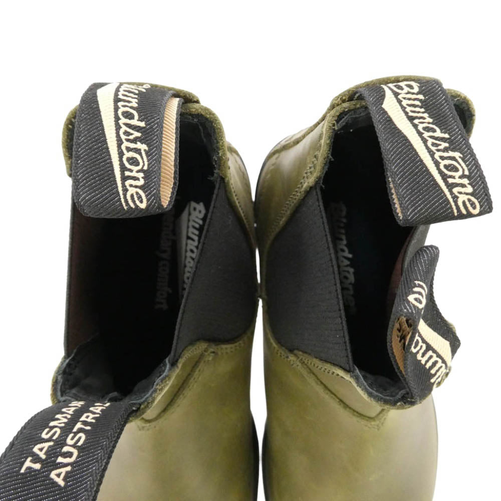 ブランドストーン 2052 ELASTIC SIDED Leather Chelsea Lug Boots スエード レザー サイドゴア チェルシー ショート ブーツ グリーン系 UK4【美品】【中古】