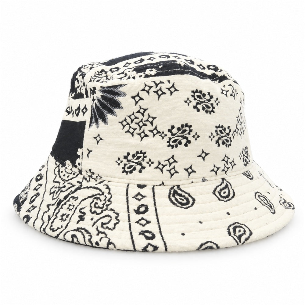 KITH キス 26SS 26-095-060-0033-2-0 Bandana Jacquard Dawson Bucket Hat バンダナ バケット ハット 帽子 ホワイト系 ブラック系【極上美品】【中古】