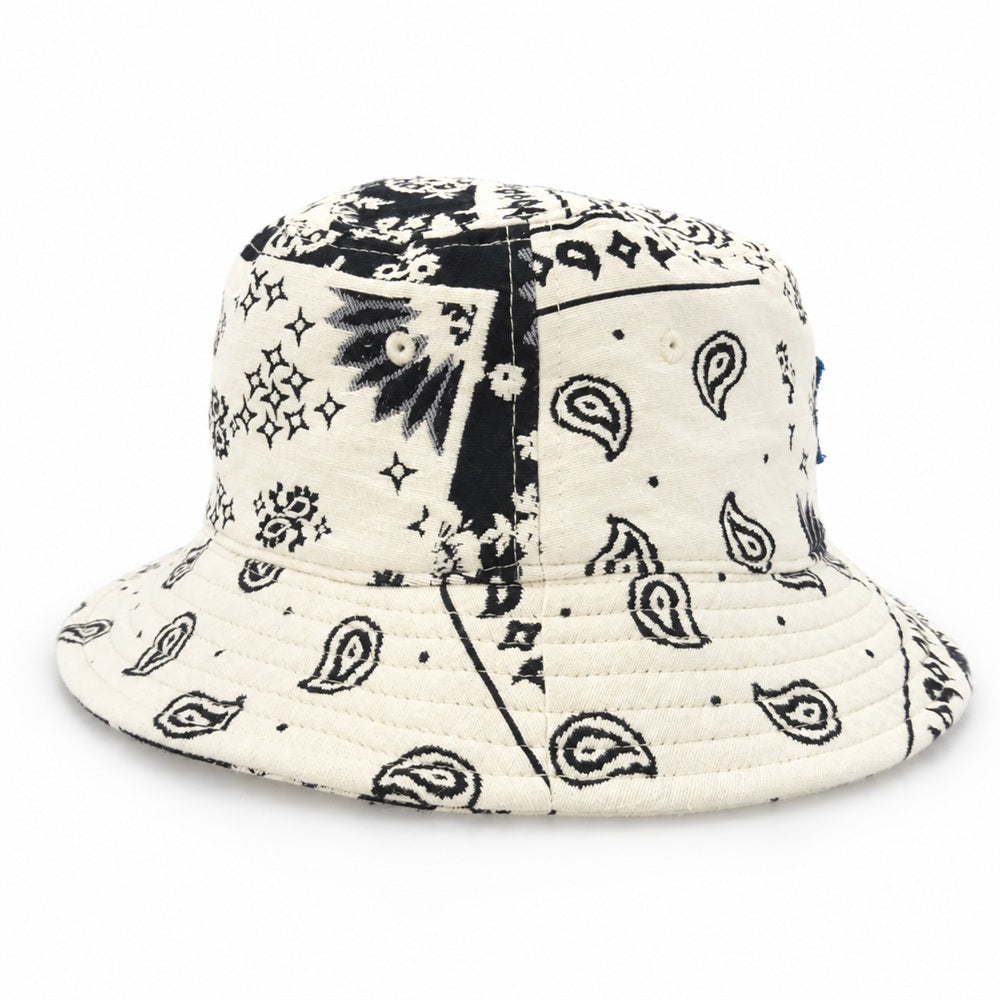 KITH キス 26SS 26-095-060-0033-2-0 Bandana Jacquard Dawson Bucket Hat バンダナ バケット ハット 帽子 ホワイト系 ブラック系【極上美品】【中古】