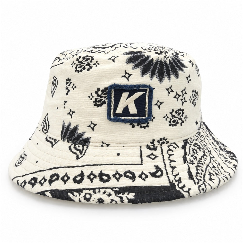 KITH キス 26SS 26-095-060-0033-2-0 Bandana Jacquard Dawson Bucket Hat バンダナ バケット ハット 帽子 ホワイト系 ブラック系【極上美品】【中古】