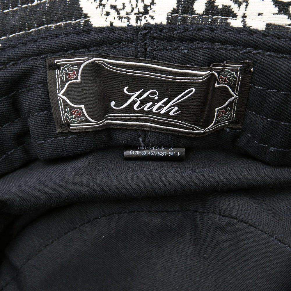 KITH キス 26SS 26-095-060-0033-2-0 Bandana Jacquard Dawson Bucket Hat バンダナ バケット ハット 帽子 ホワイト系 ブラック系【極上美品】【中古】