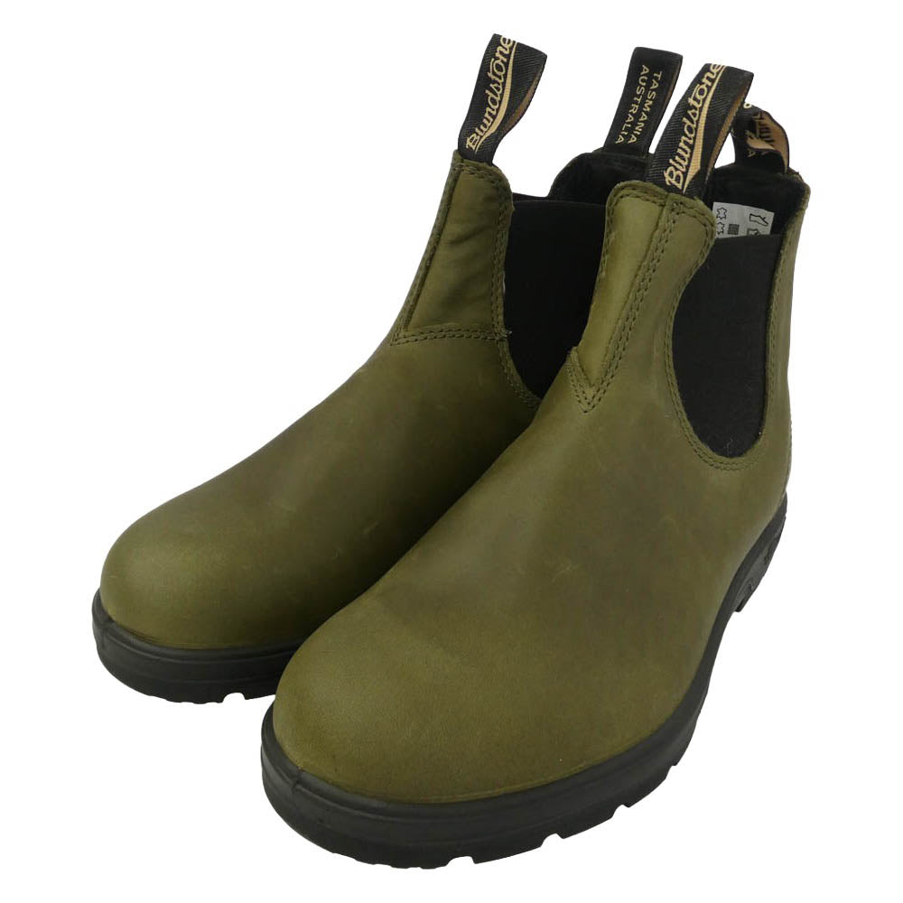 ブランドストーン 2052 ELASTIC SIDED Leather Chelsea Lug Boots スエード レザー サイドゴア チェルシー ショート ブーツ モスグリーン系 ブラック系 UK6【美品】【中古】