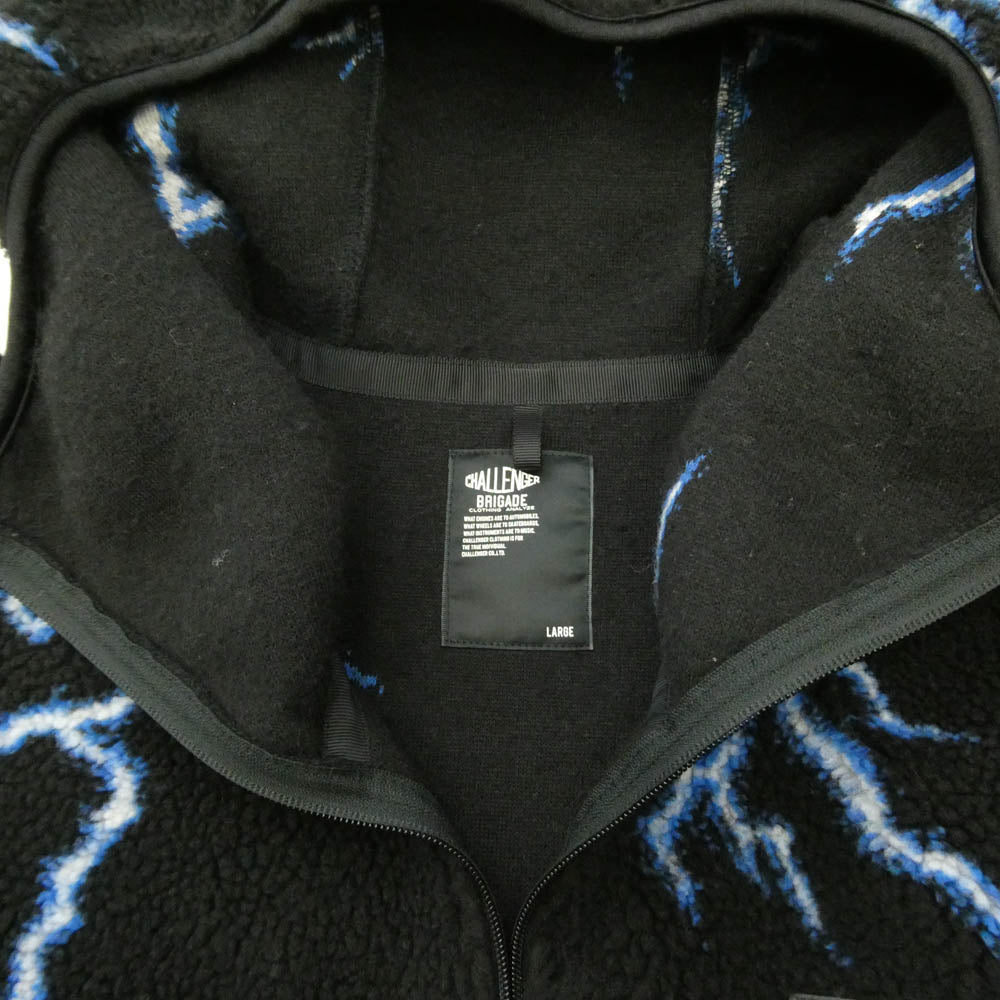 CHALLENGER チャレンジャー CLG-JK 025-012 THUNDERBOLT BOA HOODIE サンダーボルト ボア フーディー フリース ジャケット ブラック系 L【中古】